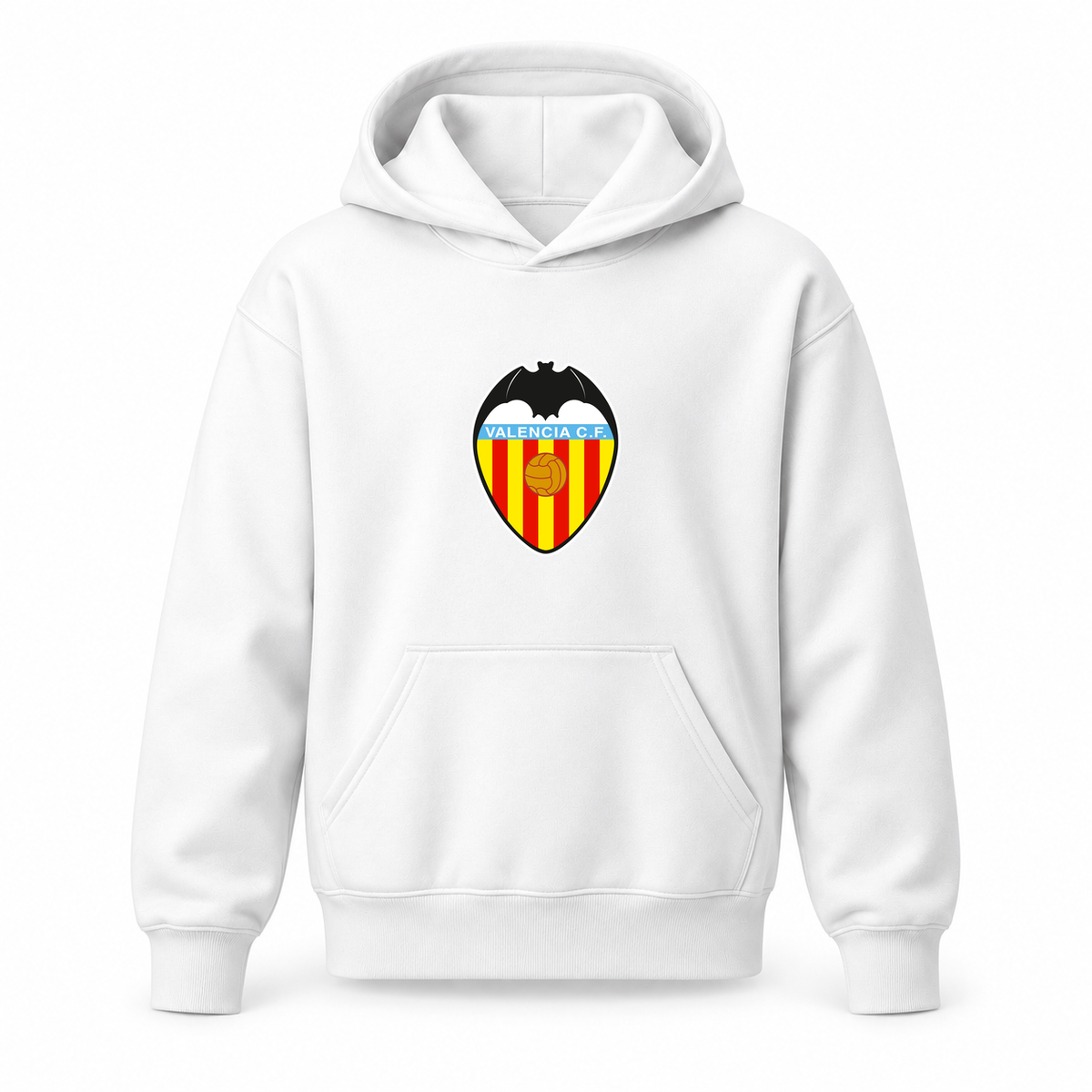 Youth Kids Valencia FC Pullover Hoodie | Color: White | Refreshed youth hoodie, original Drive artwork