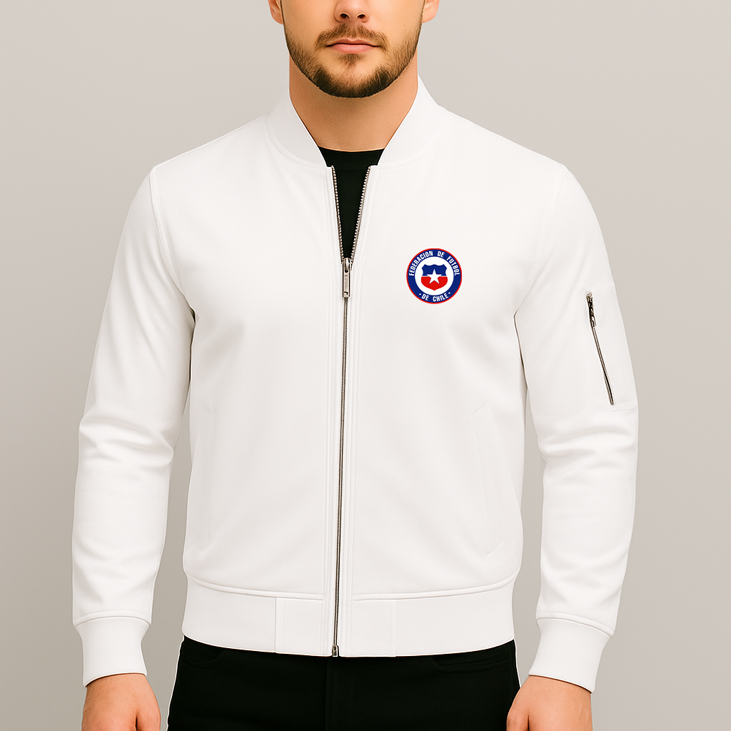 Men's Chile National Soccer Team Lightweight Bomber Jacket Windbreaker Softshell Varsity Jacket Coat