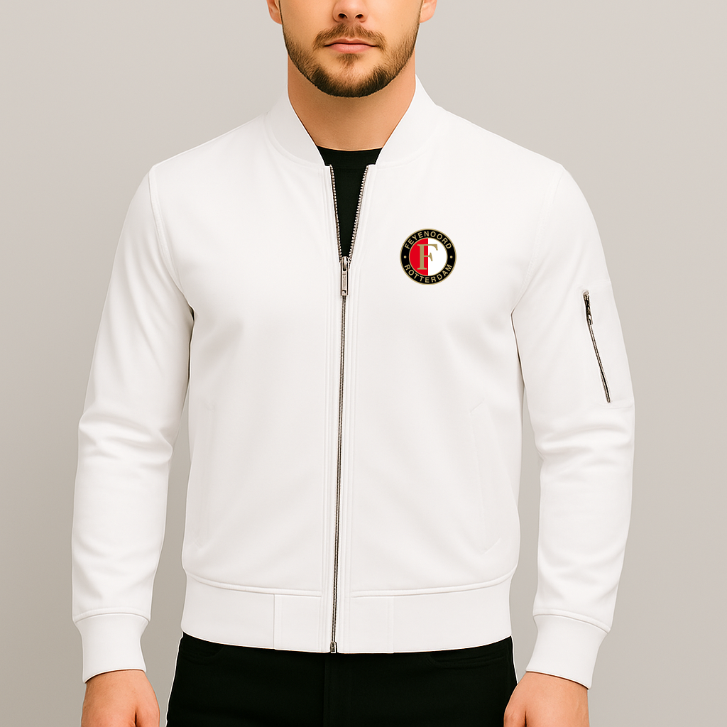 Men's Feyenoord FC Lightweight Bomber Jacket Windbreaker Softshell Varsity Jacket Coat