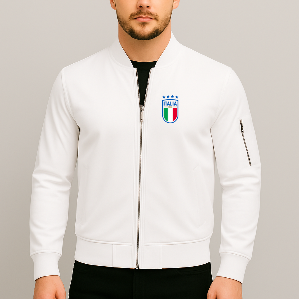 Men's Italy National Soccer Team Lightweight Bomber Jacket Windbreaker Softshell Varsity Jacket Coat