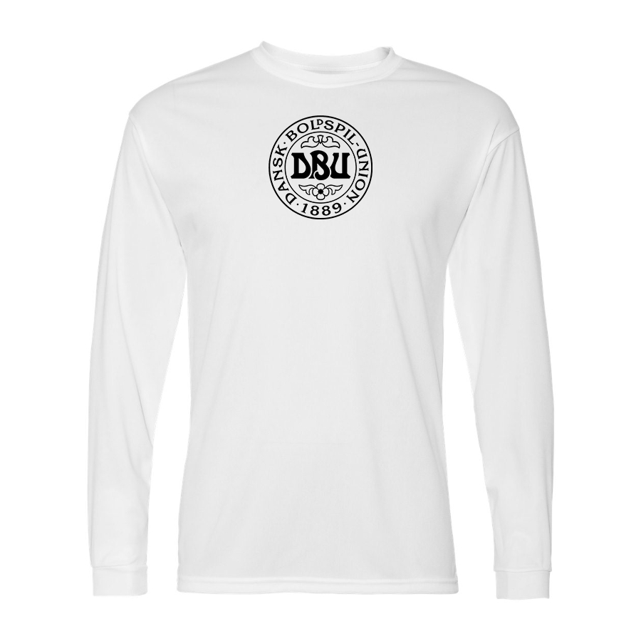Men’s Denmark Soccer (Black) (White) Performance Long Sleeve T-Shirt