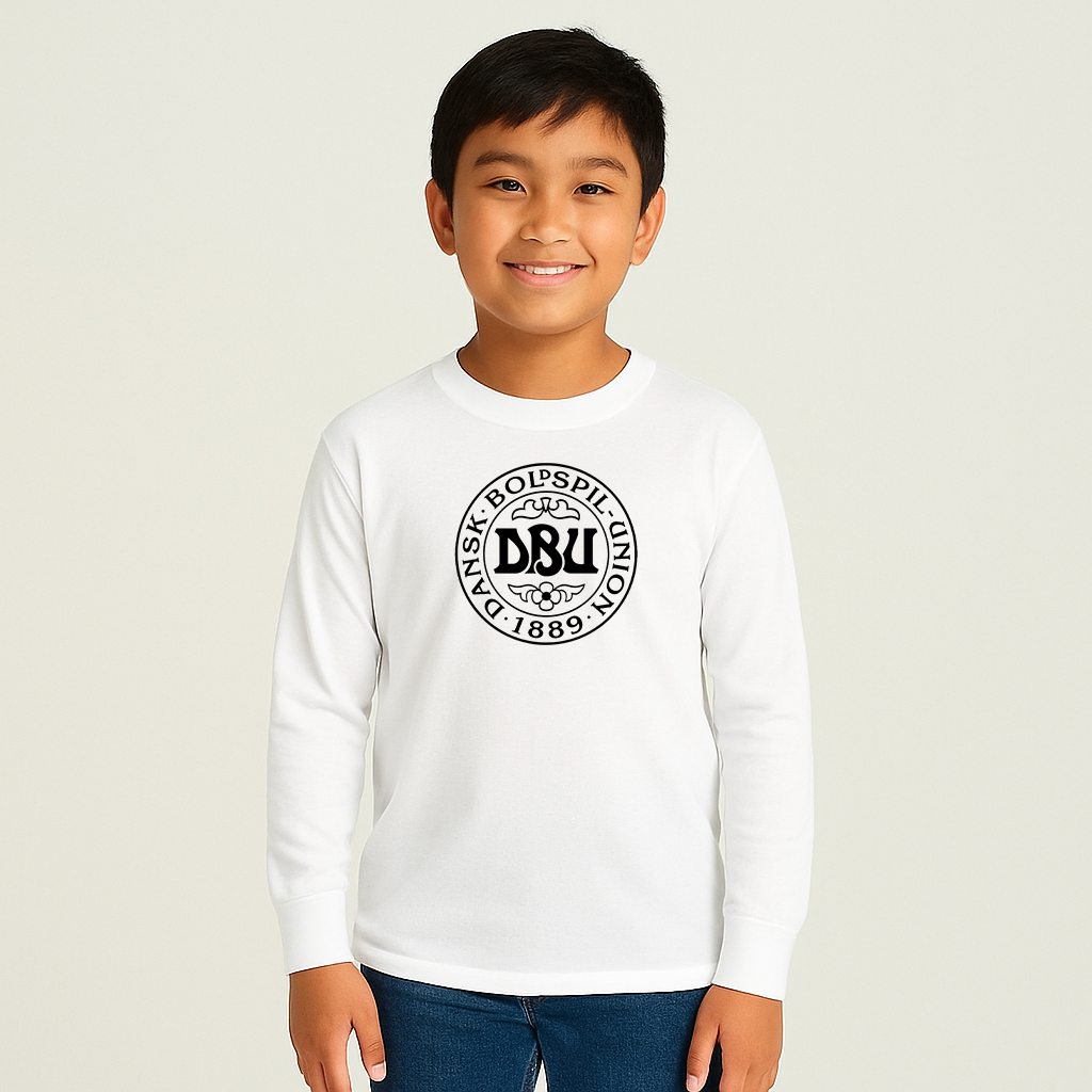 Youth Kids Denmark Soccer Long Sleeve T-Shirt