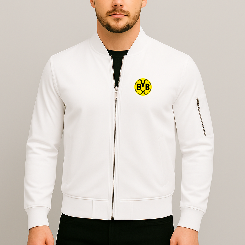 Men's Borussia Dortmund BVB FC Lightweight Bomber Jacket Windbreaker Softshell Varsity Jacket Coat