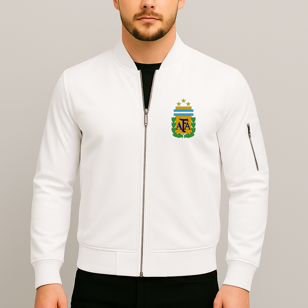 Men's Argentina National Soccer Team Lightweight Bomber Jacket Windbreaker Softshell Varsity Jacket Coat