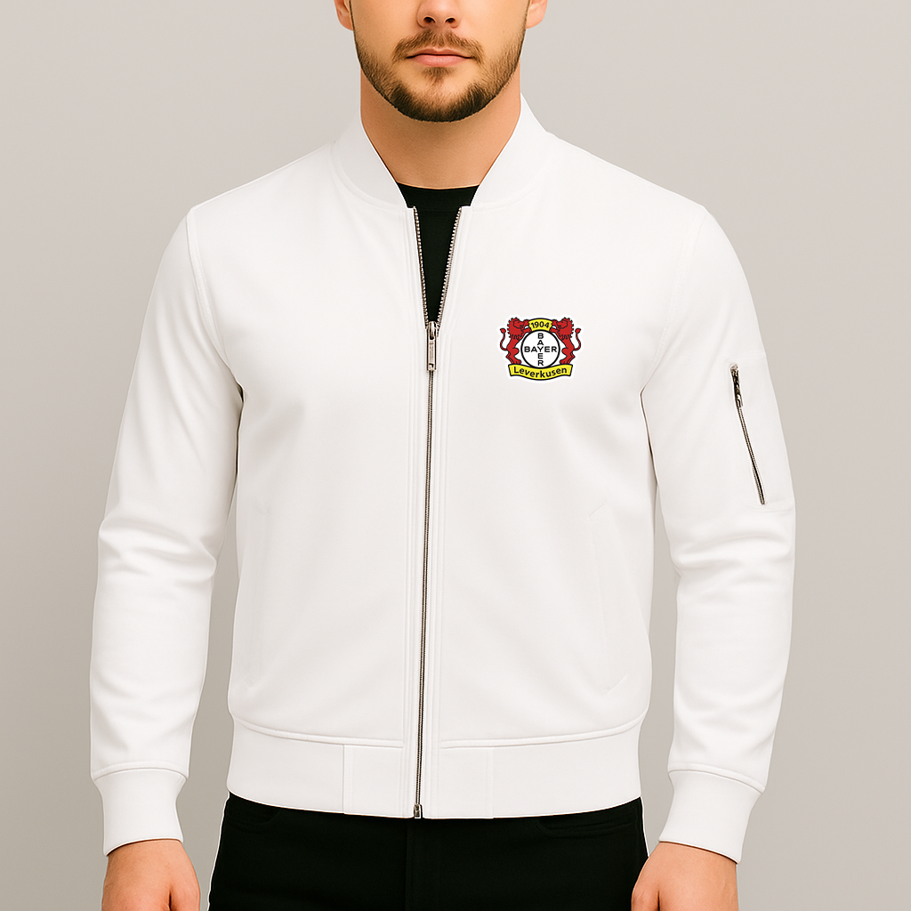 Men's Bayer Leverkusen FC Lightweight Bomber Jacket Windbreaker Softshell Varsity Jacket Coat