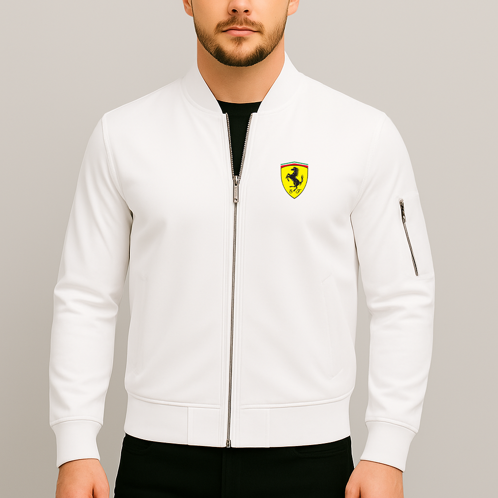 Men’s Ferrari Motorsport Car Lightweight Bomber Jacket Windbreaker Softshell Varsity Jacket Coat