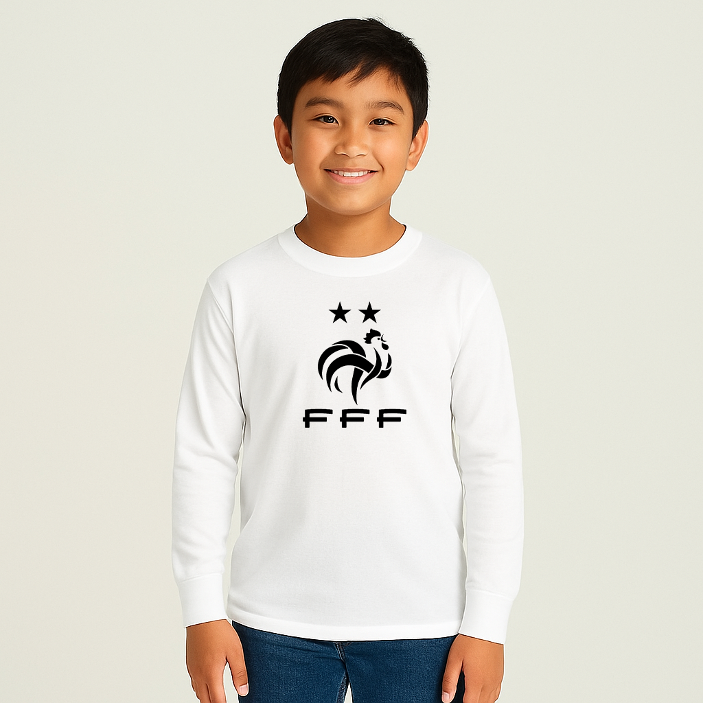 Youth Kids France Soccer Long Sleeve T-Shirt