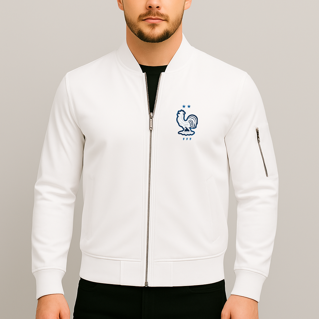 Men's France National Soccer Team Lightweight Bomber Jacket Windbreaker Softshell Varsity Jacket Coat