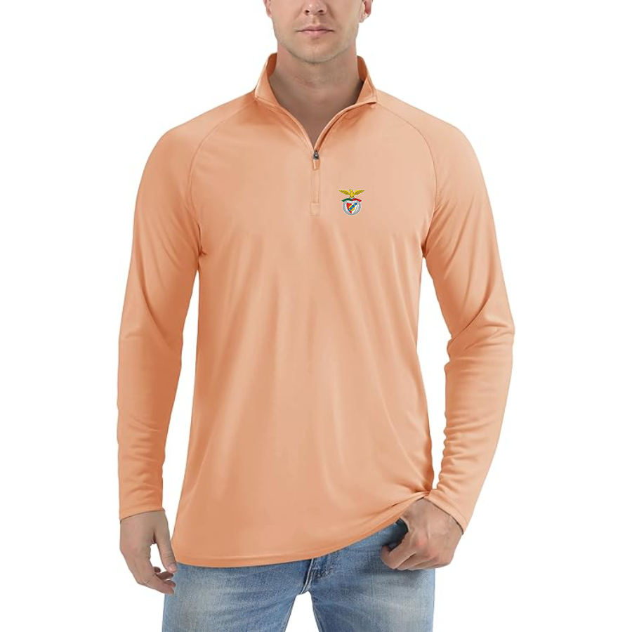 Men’s SL Benfica FC - Lightweight Quarter-Zip Athletic Shirt – Long Sleeve Performance Wear