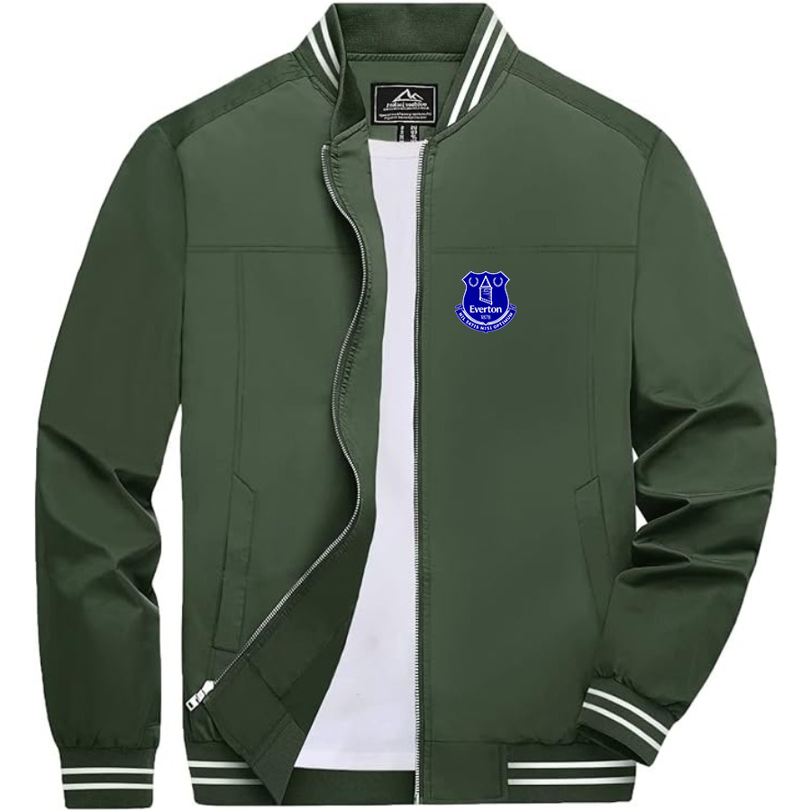 Men’s Everton FC - Lightweight Zip-Up Bomber Jacket with Ribbed Collar and Cuffs - Versatile Casual Outerwear