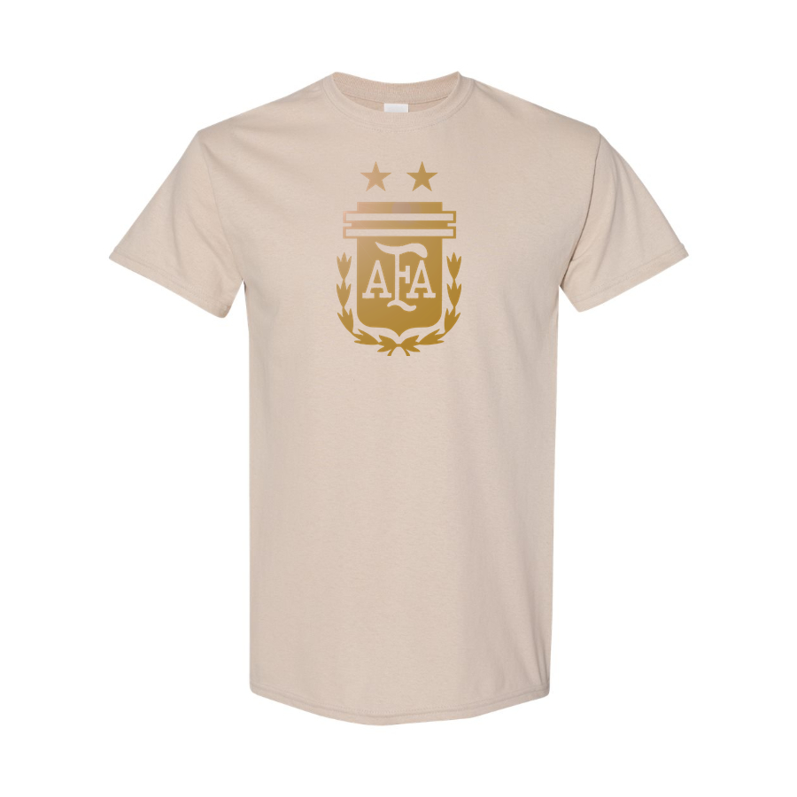 Youth Kids Argentina Soccer Cotton T-Shirt | Color: Tan | Original artwork on Drive garment
