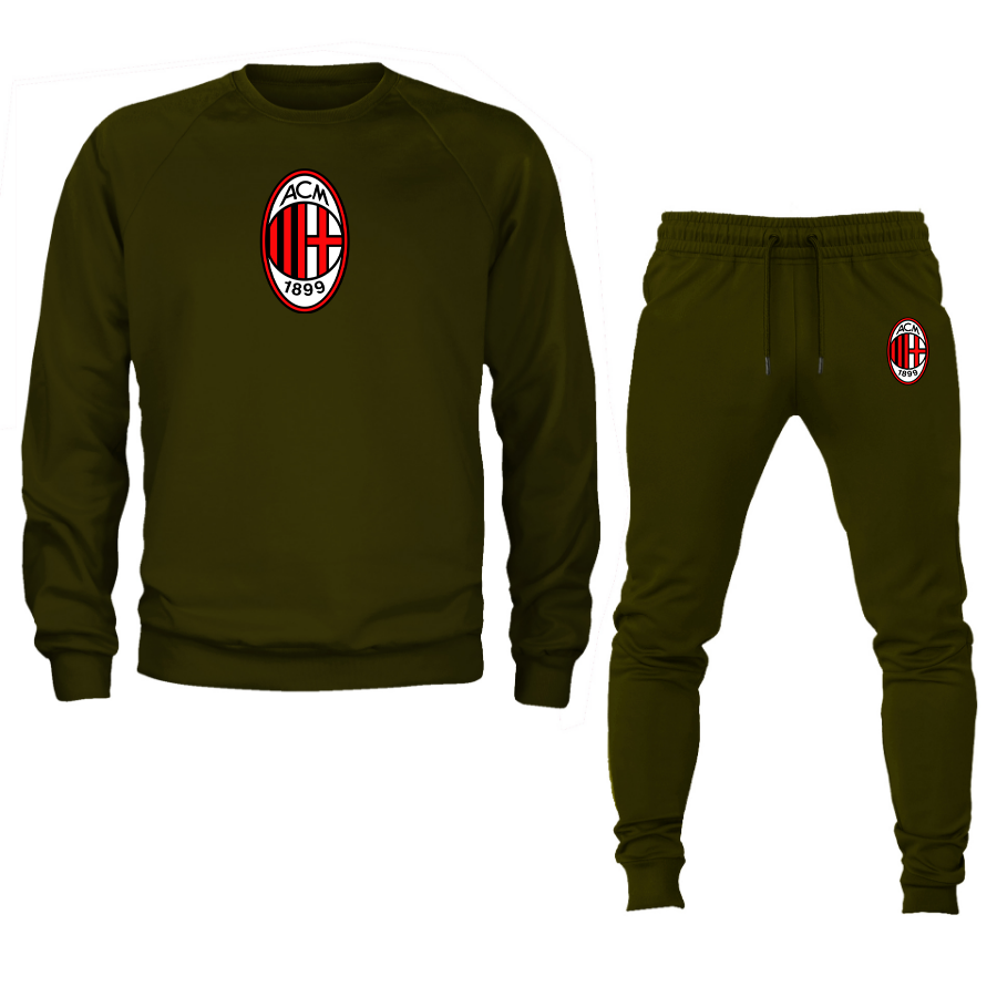 Men’s AC Milan Soccer Logo Crewneck Sweatshirt Joggers Suit