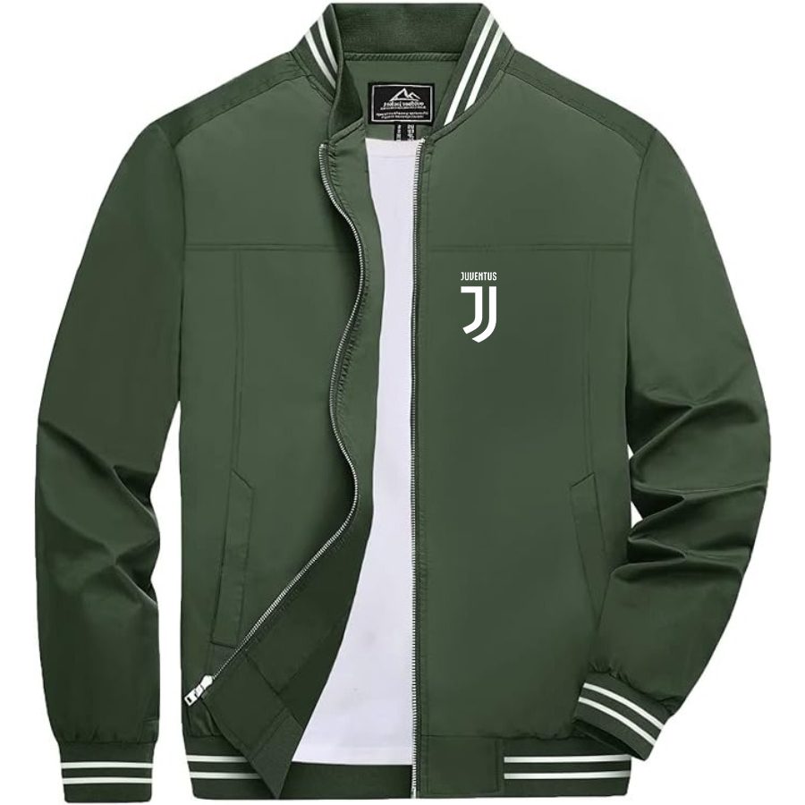 Men’s Juventus Soccer Lightweight Zip-Up Bomber Jacket with Ribbed Collar and Cuffs - Versatile Casual Outerwear (Copy)