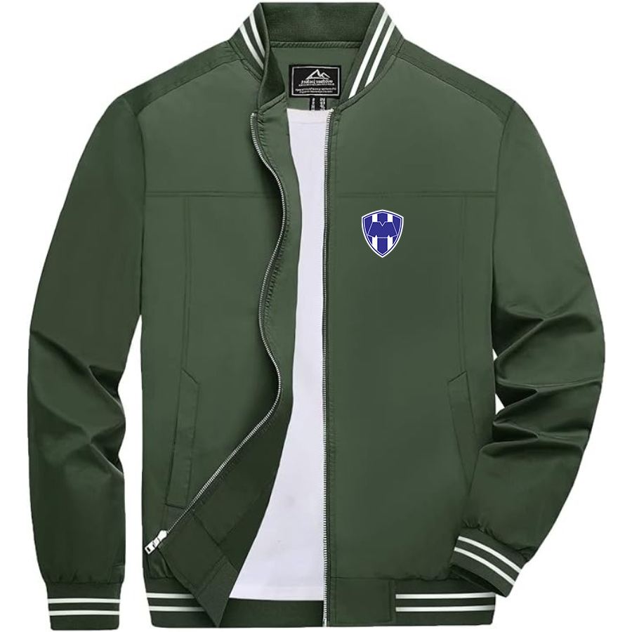 Men’s Monterrey FC - Lightweight Zip-Up Bomber Jacket with Ribbed Collar and Cuffs - Versatile Casual Outerwear