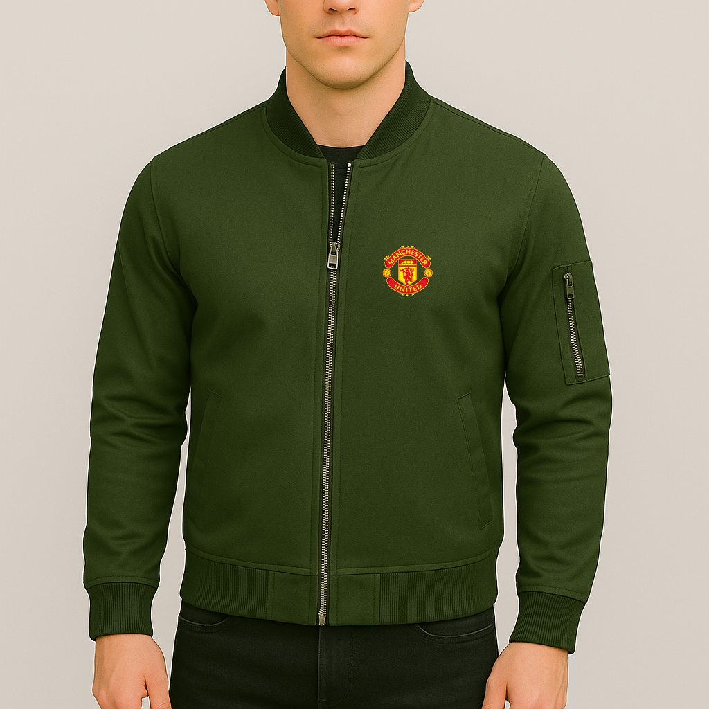 Men’s Manchester United Soccer Lightweight Bomber Jacket Windbreaker Softshell Varsity Jacket Coat