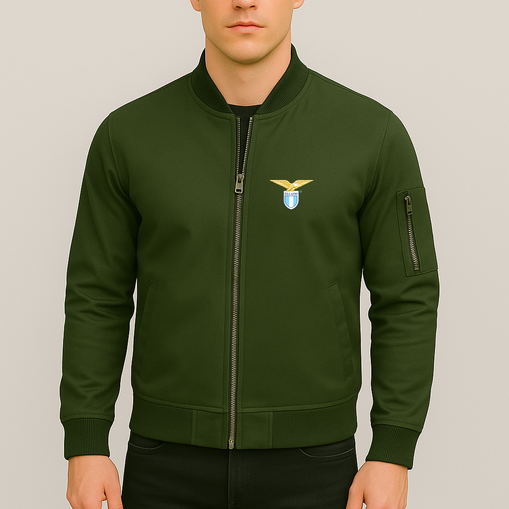 Men's Lazio FC Lightweight Bomber Jacket Windbreaker Softshell Varsity Jacket Coat