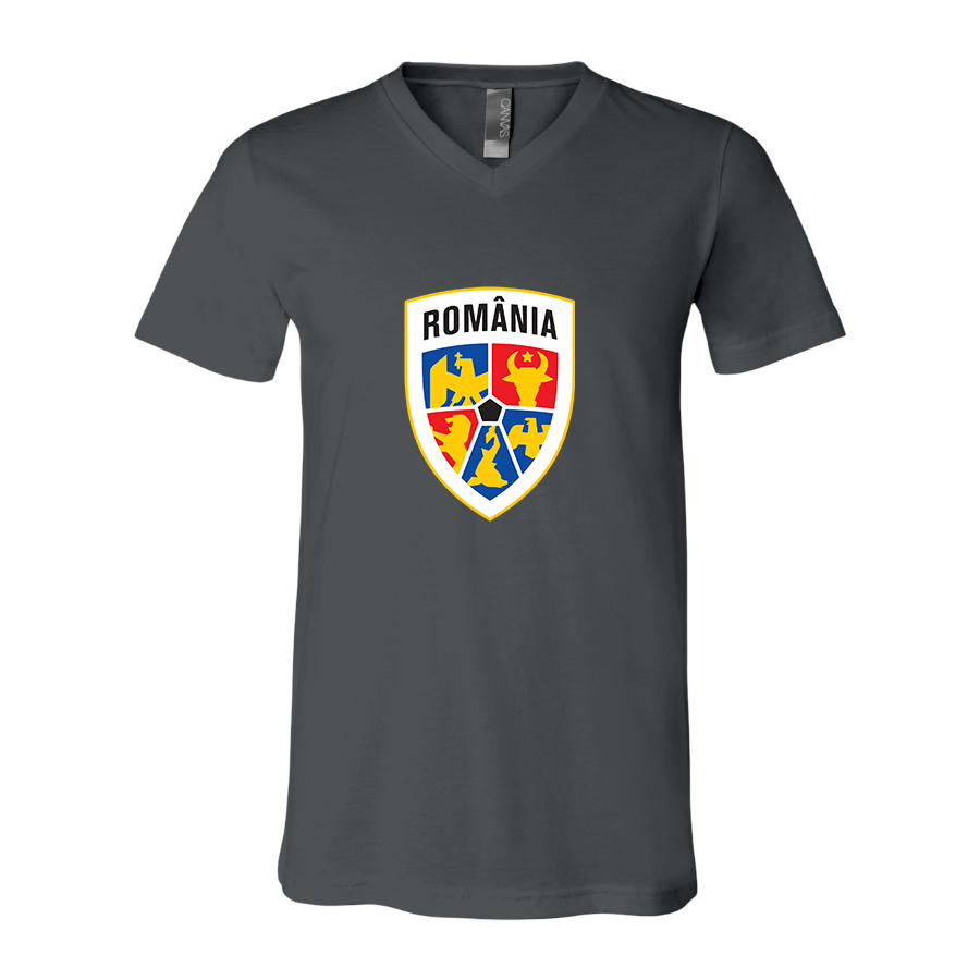 Men’s Romania National Soccer Team - BELLA + CANVAS - Jersey V-Neck Tee - 3005