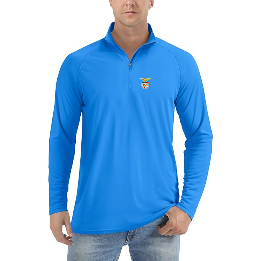 Men’s SL Benfica FC - Lightweight Quarter-Zip Athletic Shirt – Long Sleeve Performance Wear