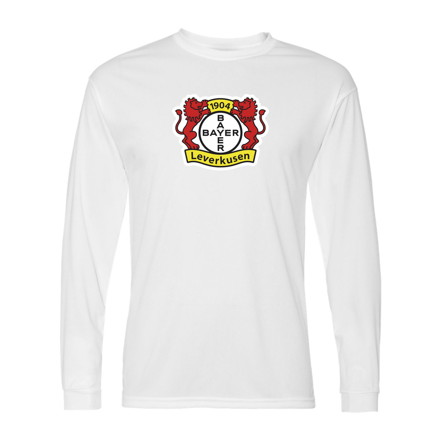 Men's Bayer Leverkusen FC Performance Long Sleeve T-Shirt | Color: White | Original artwork on Drive garment
