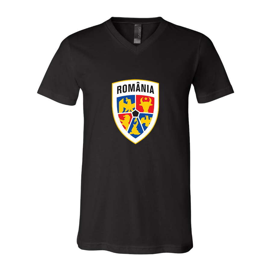 Men’s Romania National Soccer Team - BELLA + CANVAS - Jersey V-Neck Tee - 3005