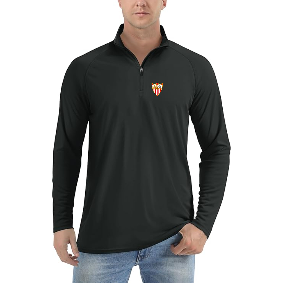 Men’s Sevilla FC - Lightweight Quarter-Zip Athletic Shirt – Long Sleeve Performance Wear