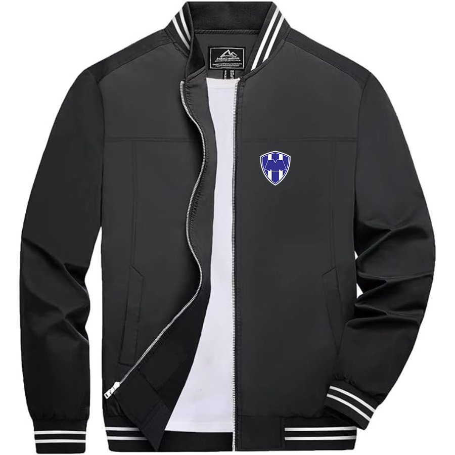 Men’s Monterrey FC - Lightweight Zip-Up Bomber Jacket with Ribbed Collar and Cuffs - Versatile Casual Outerwear