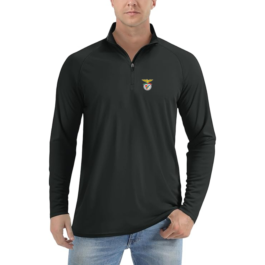 Men’s SL Benfica FC - Lightweight Quarter-Zip Athletic Shirt – Long Sleeve Performance Wear