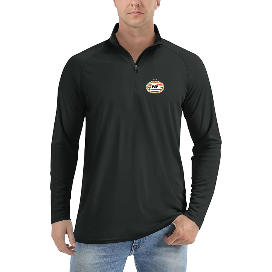 Men’s PSV Eindhoven FC - Lightweight Quarter-Zip Athletic Shirt – Long Sleeve Performance Wear