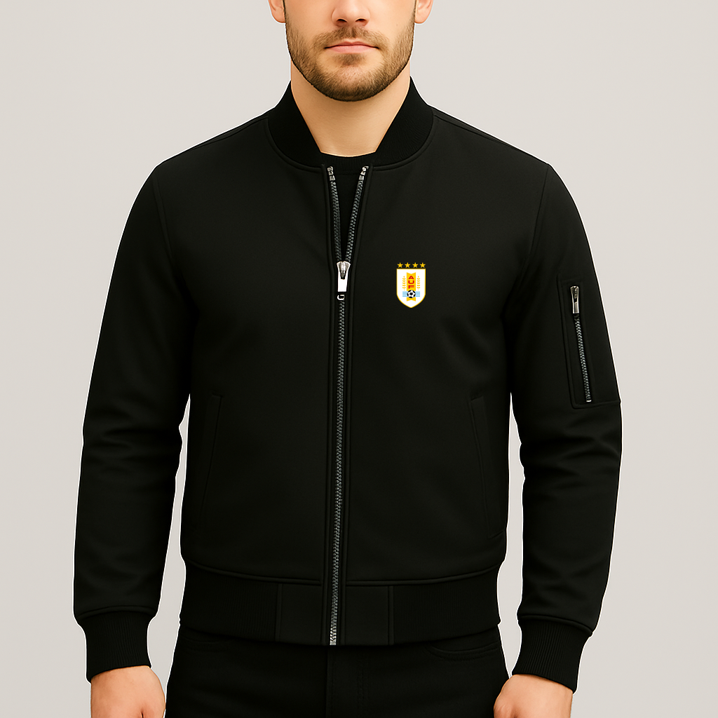 Men's Uruguay National Soccer Team Lightweight Bomber Jacket Windbreaker Softshell Varsity Jacket Coat
