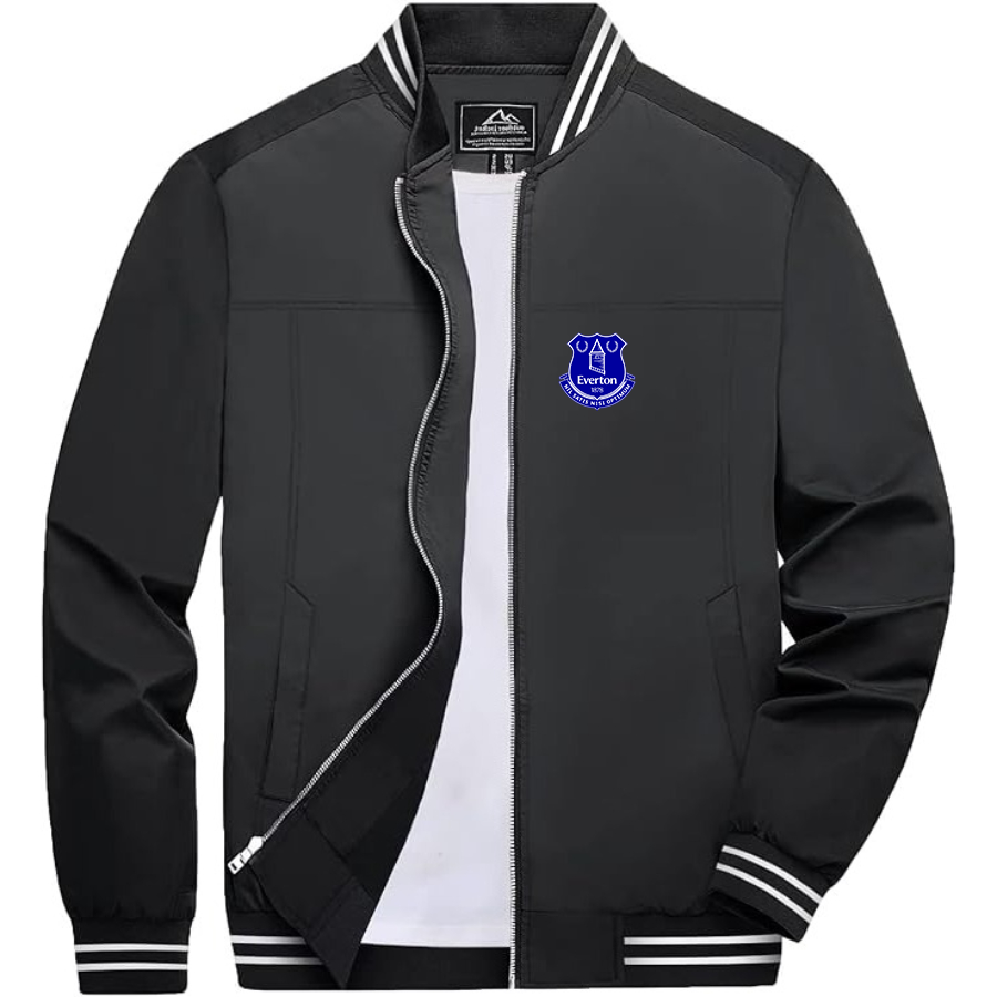 Men’s Everton FC - Lightweight Zip-Up Bomber Jacket with Ribbed Collar and Cuffs - Versatile Casual Outerwear