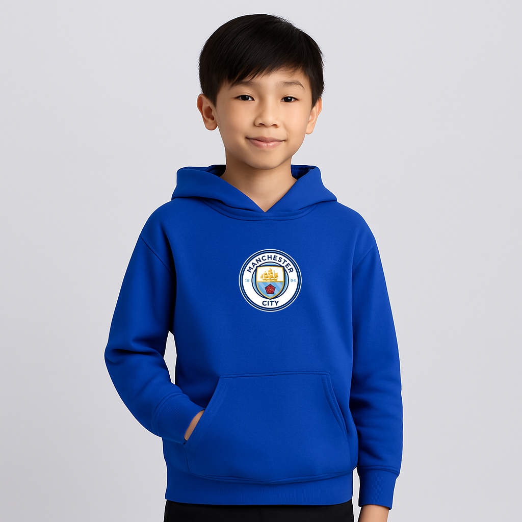 Youth Kids Manchester City Soccer Pullover Hoodie