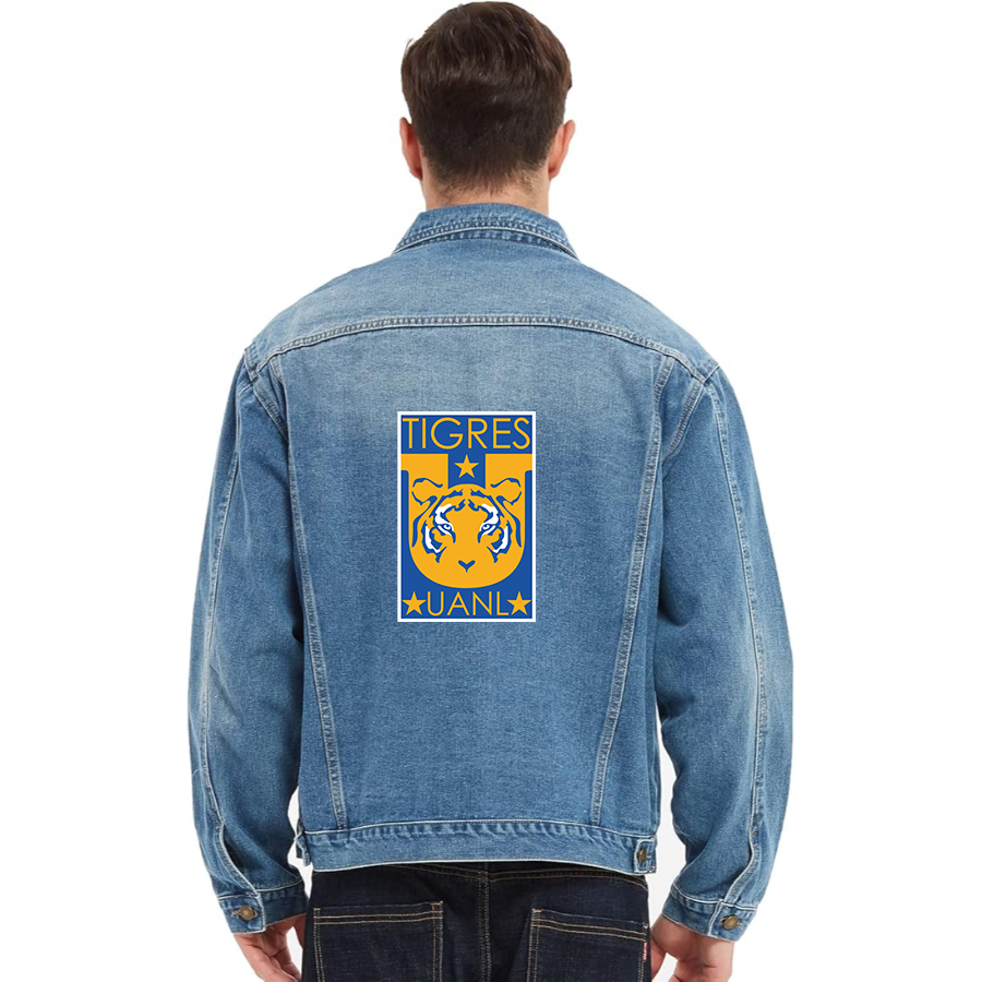 Men’s Tigres UANL FC - Vintage Distressed Denim Jacket – Stylish Casual Jean Outerwear