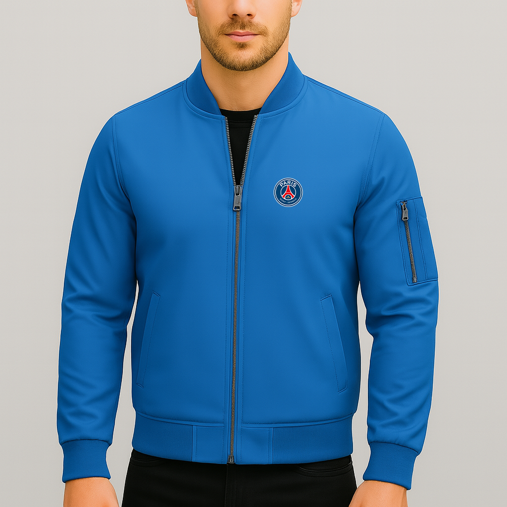Men’s Paris Saint-Germain Soccer Lightweight Bomber Jacket Windbreaker Softshell Varsity Jacket Coat