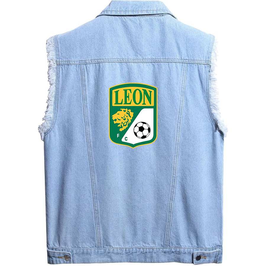 Men's Leon FC - Sleeveless Distressed Denim Vest – Rugged Black Jean Jacket