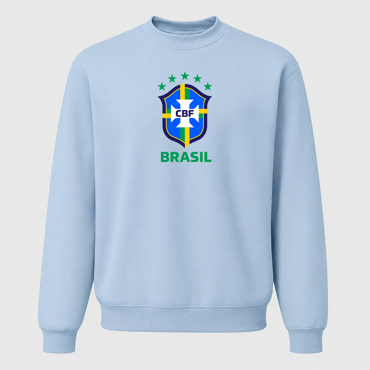 Men's Brasil National Soccer Team Crewneck Sweatshirt | Color: Carolina Blue | Original artwork on Drive garment