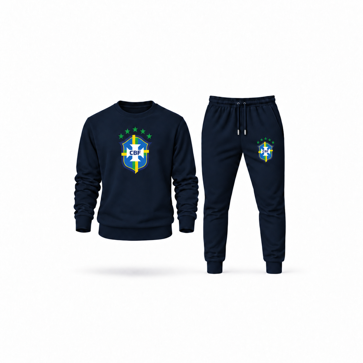 Men's Brazil National Soccer Team Sweatshirt Joggers Set | Color: Navy | Main