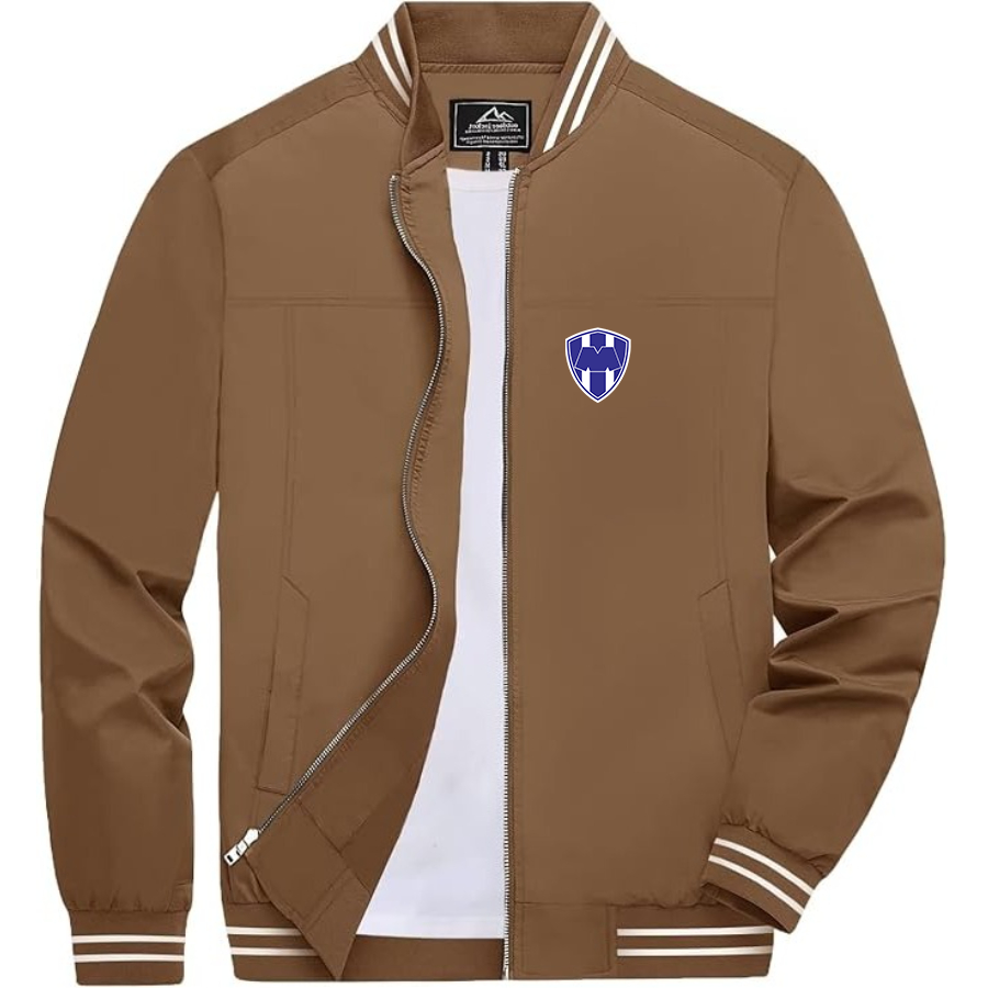 Men’s Monterrey FC - Lightweight Zip-Up Bomber Jacket with Ribbed Collar and Cuffs - Versatile Casual Outerwear
