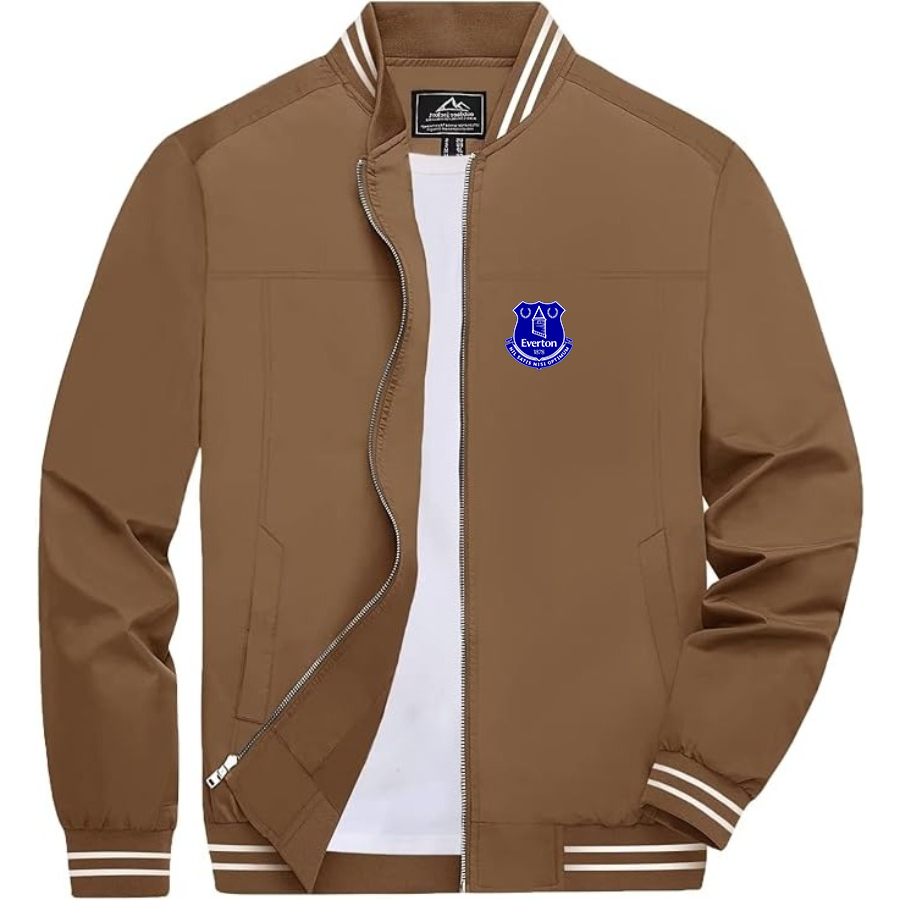 Men’s Everton FC - Lightweight Zip-Up Bomber Jacket with Ribbed Collar and Cuffs - Versatile Casual Outerwear