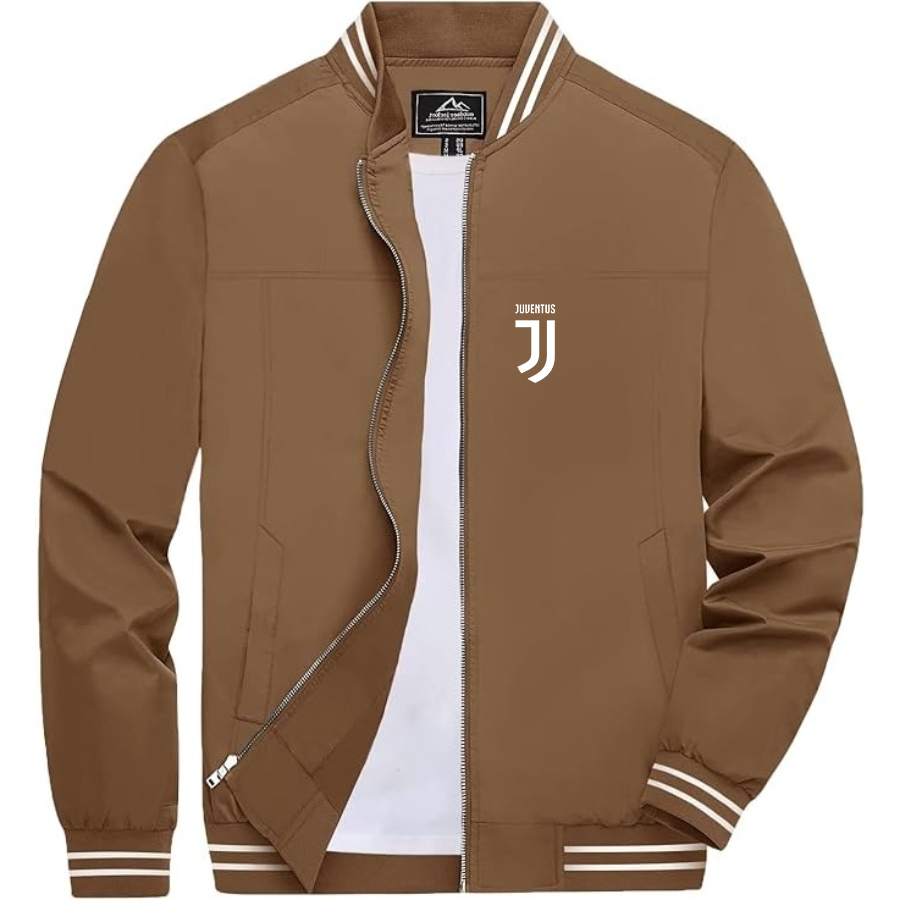 Men’s Juventus Soccer Lightweight Zip-Up Bomber Jacket with Ribbed Collar and Cuffs - Versatile Casual Outerwear (Copy)
