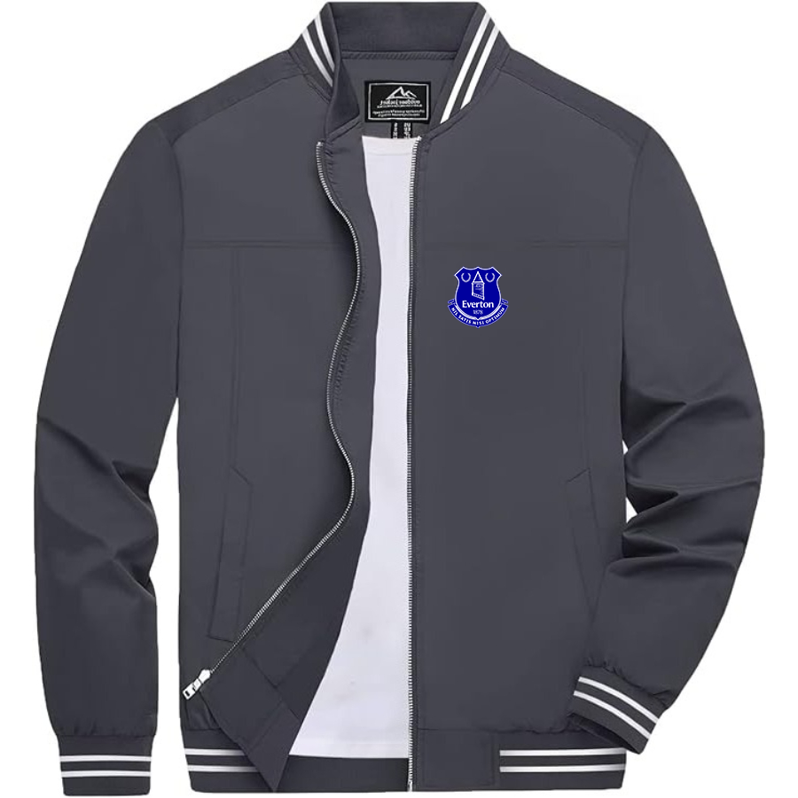 Men’s Everton FC - Lightweight Zip-Up Bomber Jacket with Ribbed Collar and Cuffs - Versatile Casual Outerwear