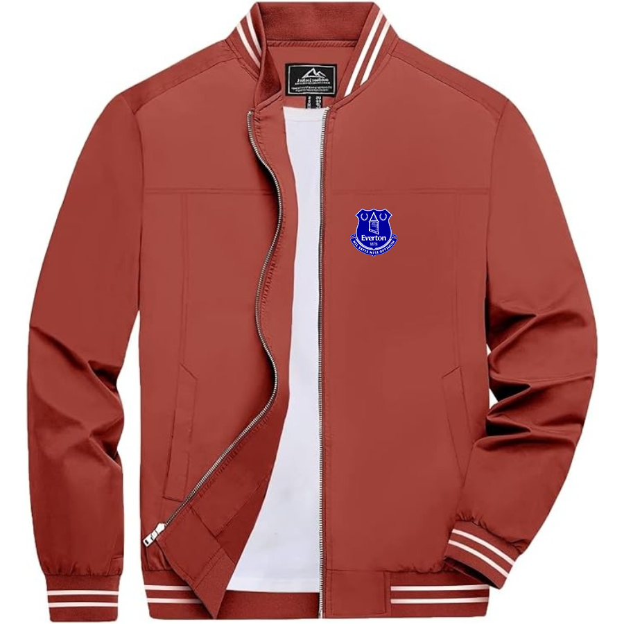 Men’s Everton FC - Lightweight Zip-Up Bomber Jacket with Ribbed Collar and Cuffs - Versatile Casual Outerwear