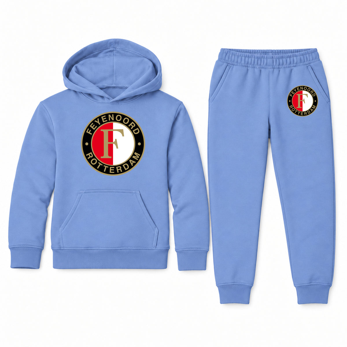 Feyenoord FC youth hoodie jogger set, Carolina Blue, Youth Large ages 10–12
