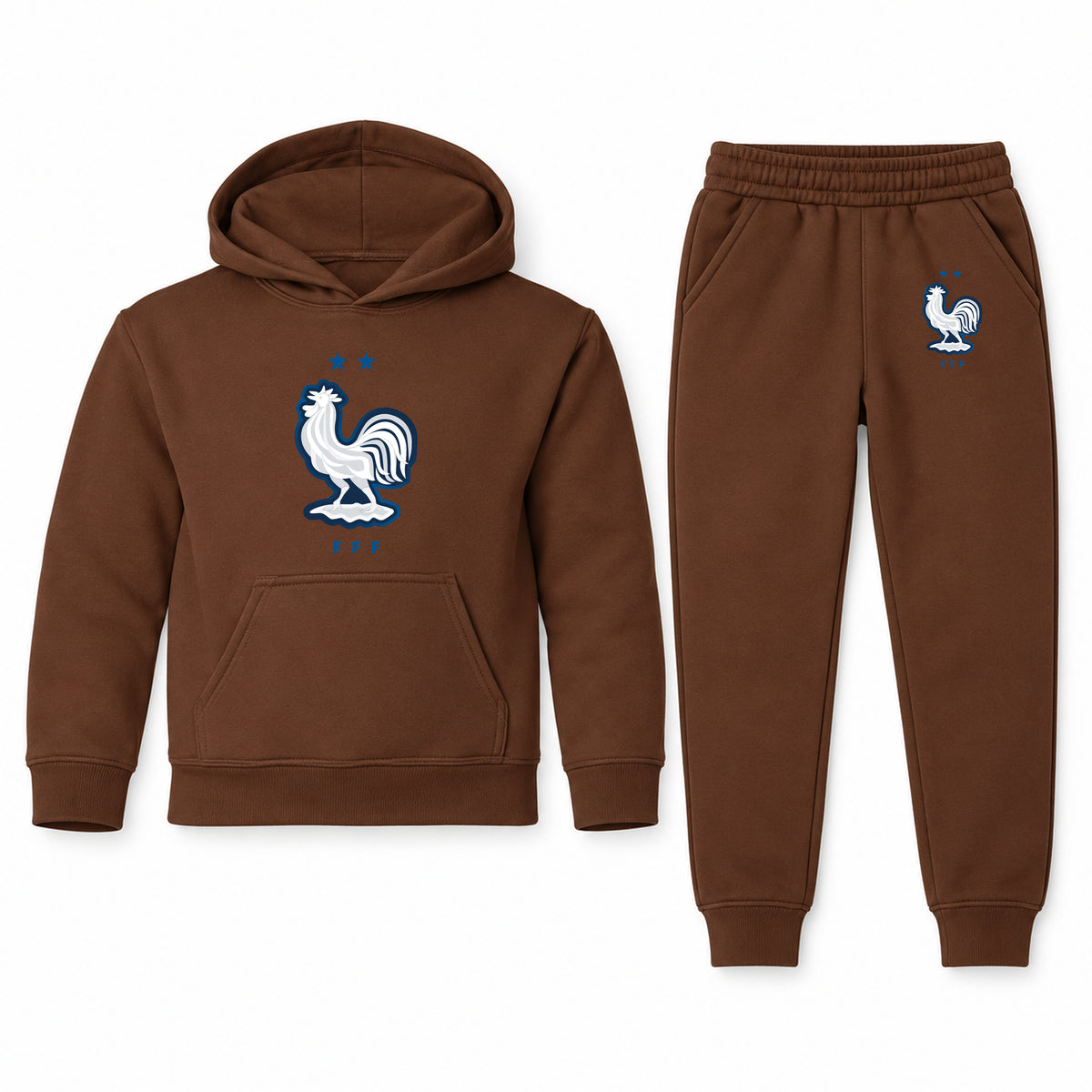 France National Soccer Team youth hoodie jogger set, Brown, Youth Large ages 10–12