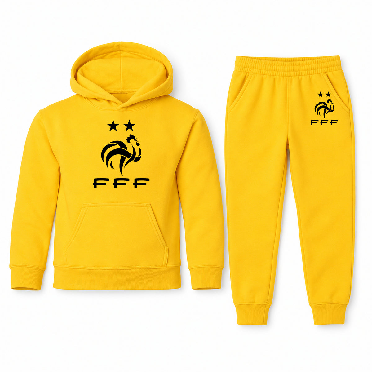 France Soccer youth hoodie jogger set, Yellow, Youth Large ages 10–12