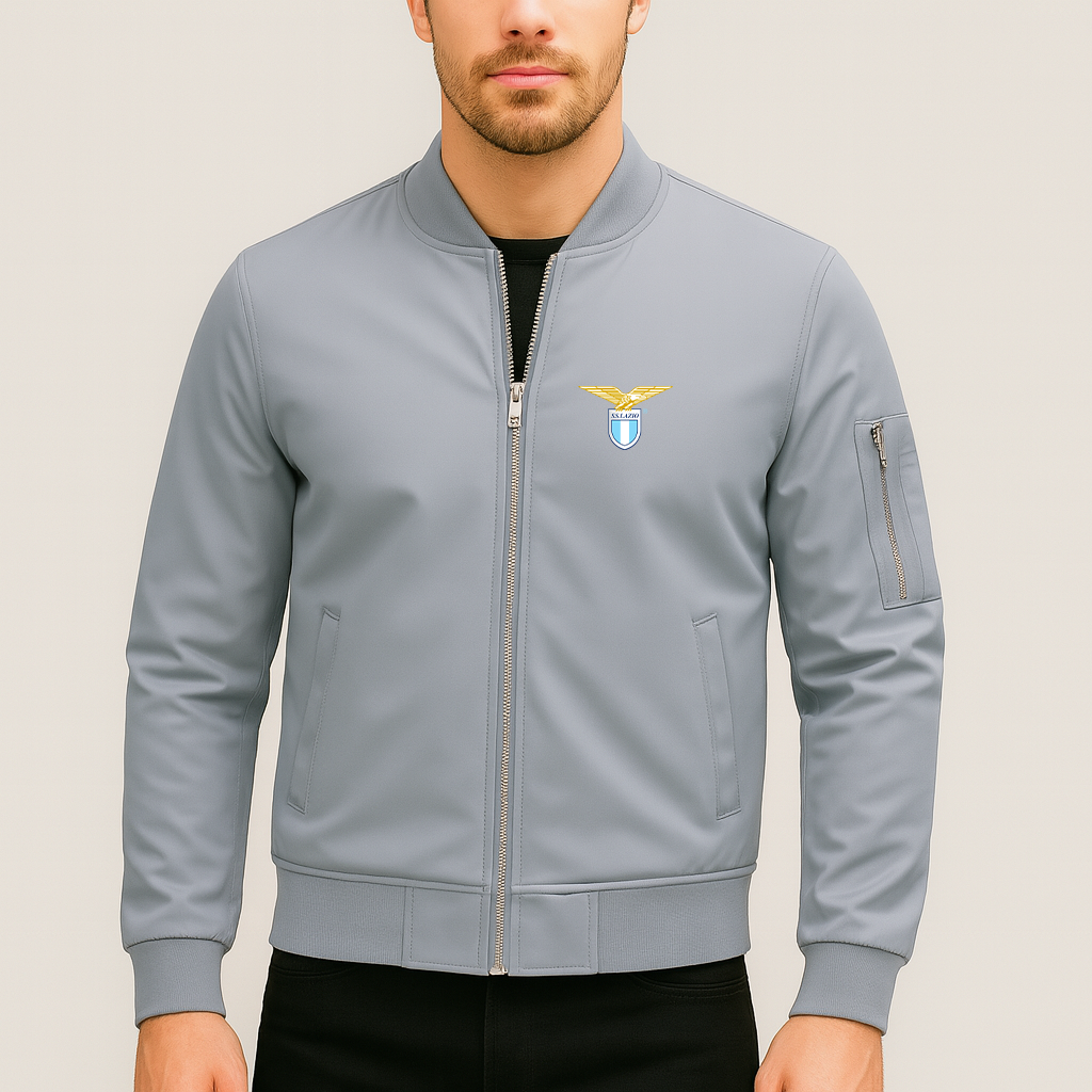 Men's Lazio FC Lightweight Bomber Jacket Windbreaker Softshell Varsity Jacket Coat