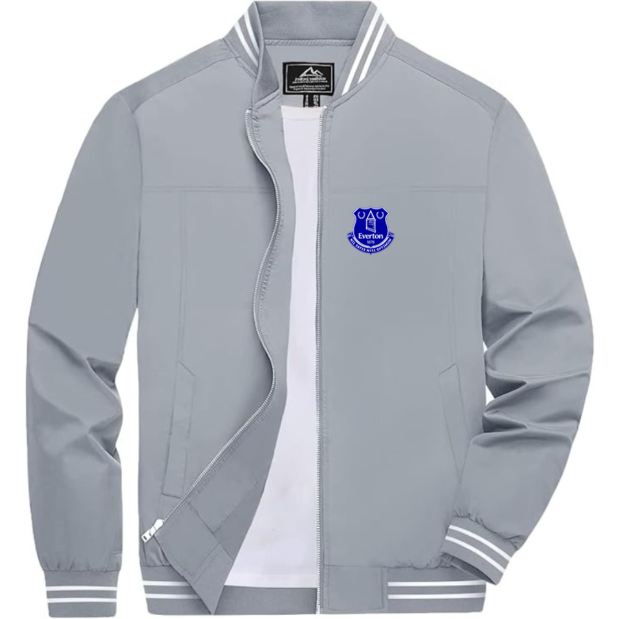 Men’s Everton FC - Lightweight Zip-Up Bomber Jacket with Ribbed Collar and Cuffs - Versatile Casual Outerwear