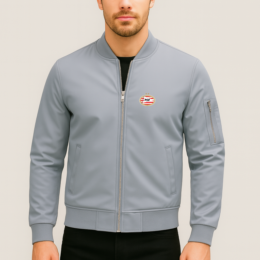 Men's PSV Eindhoven FC Lightweight Bomber Jacket Windbreaker Softshell Varsity Jacket Coat