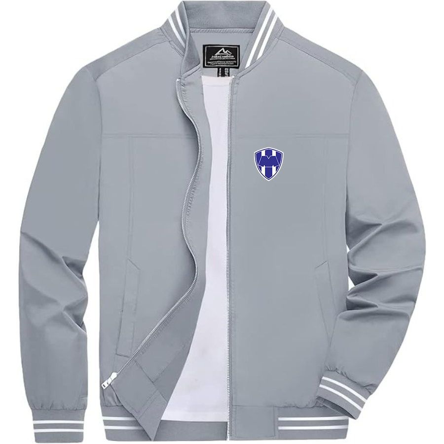 Men’s Monterrey FC - Lightweight Zip-Up Bomber Jacket with Ribbed Collar and Cuffs - Versatile Casual Outerwear