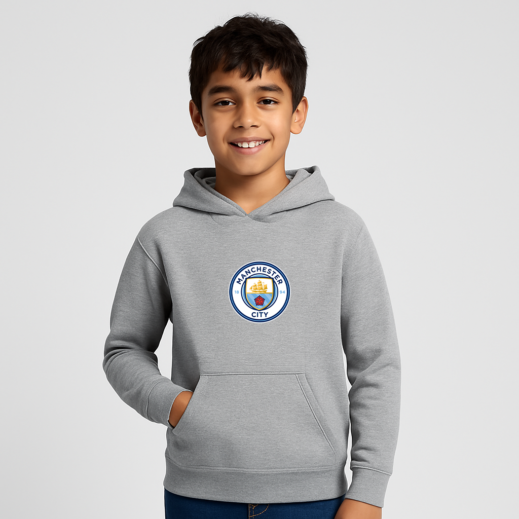 Youth Kids Manchester City Soccer Pullover Hoodie