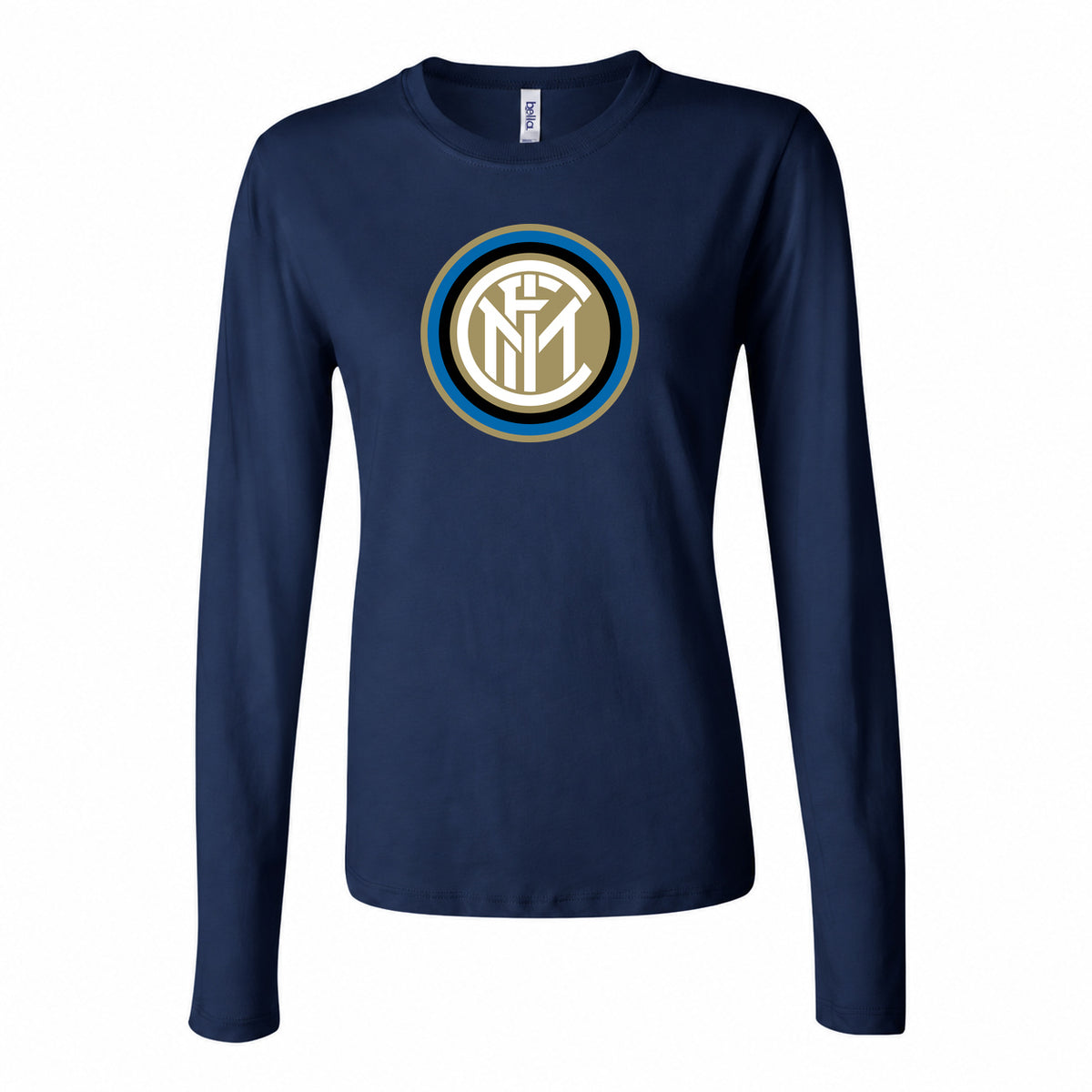 Women's Inter Milan Soccer Long Sleeve T-Shirt | Color: Navy | Original artwork on Drive garment